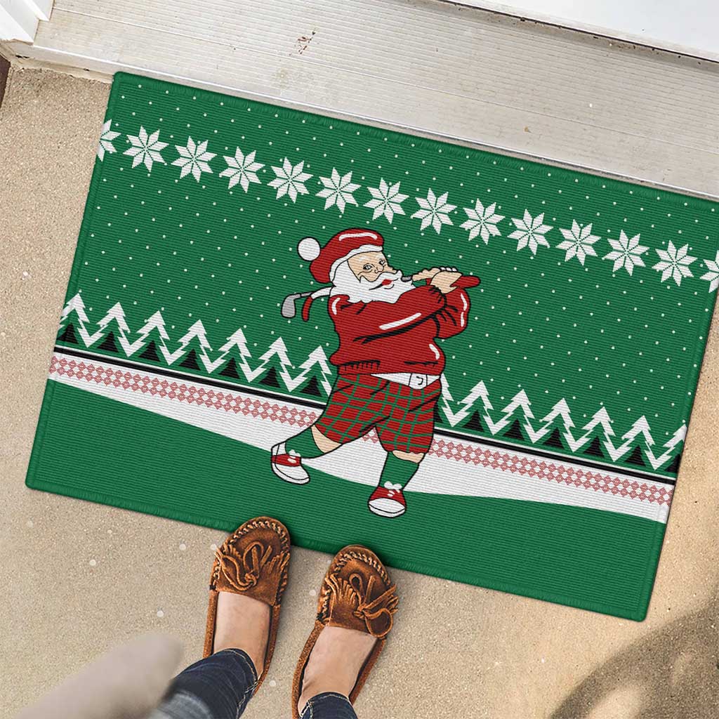 Golfer Santa Christmas Rubber Doormat Xmas Holiday Patterns - Wonder Print Shop