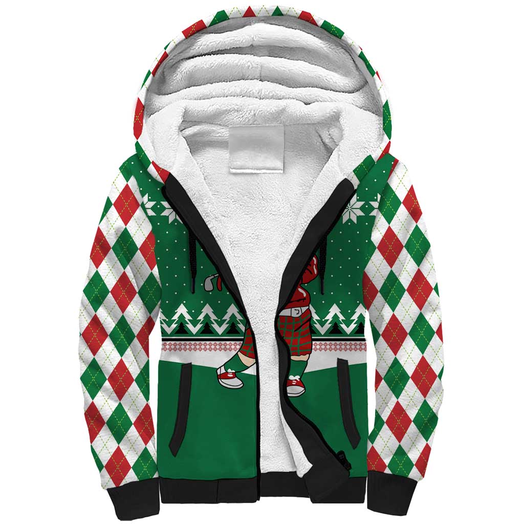 Golfer Santa Christmas Sherpa Hoodie Xmas Holiday Patterns - Wonder Print Shop
