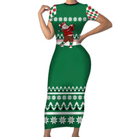 Golfer Santa Christmas Short Sleeve Bodycon Dress Xmas Holiday Patterns - Wonder Print Shop