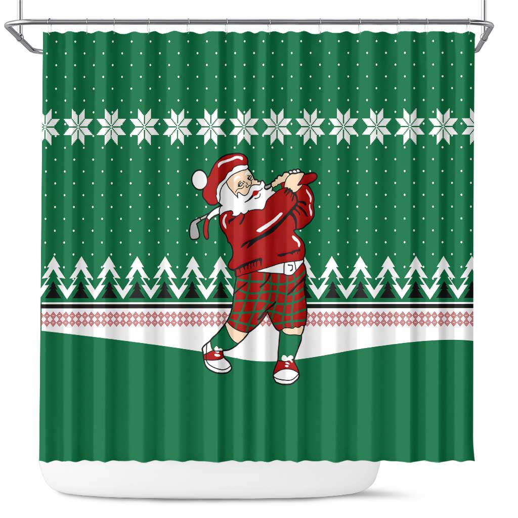 Golfer Santa Christmas Shower Curtain Xmas Holiday Patterns - Wonder Print Shop