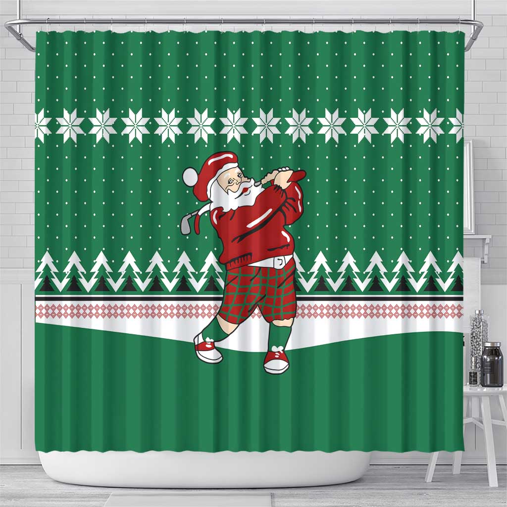 Golfer Santa Christmas Shower Curtain Xmas Holiday Patterns - Wonder Print Shop
