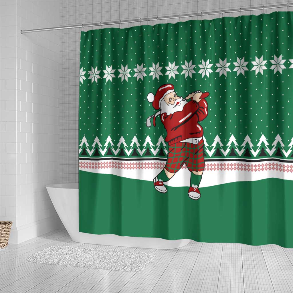 Golfer Santa Christmas Shower Curtain Xmas Holiday Patterns - Wonder Print Shop