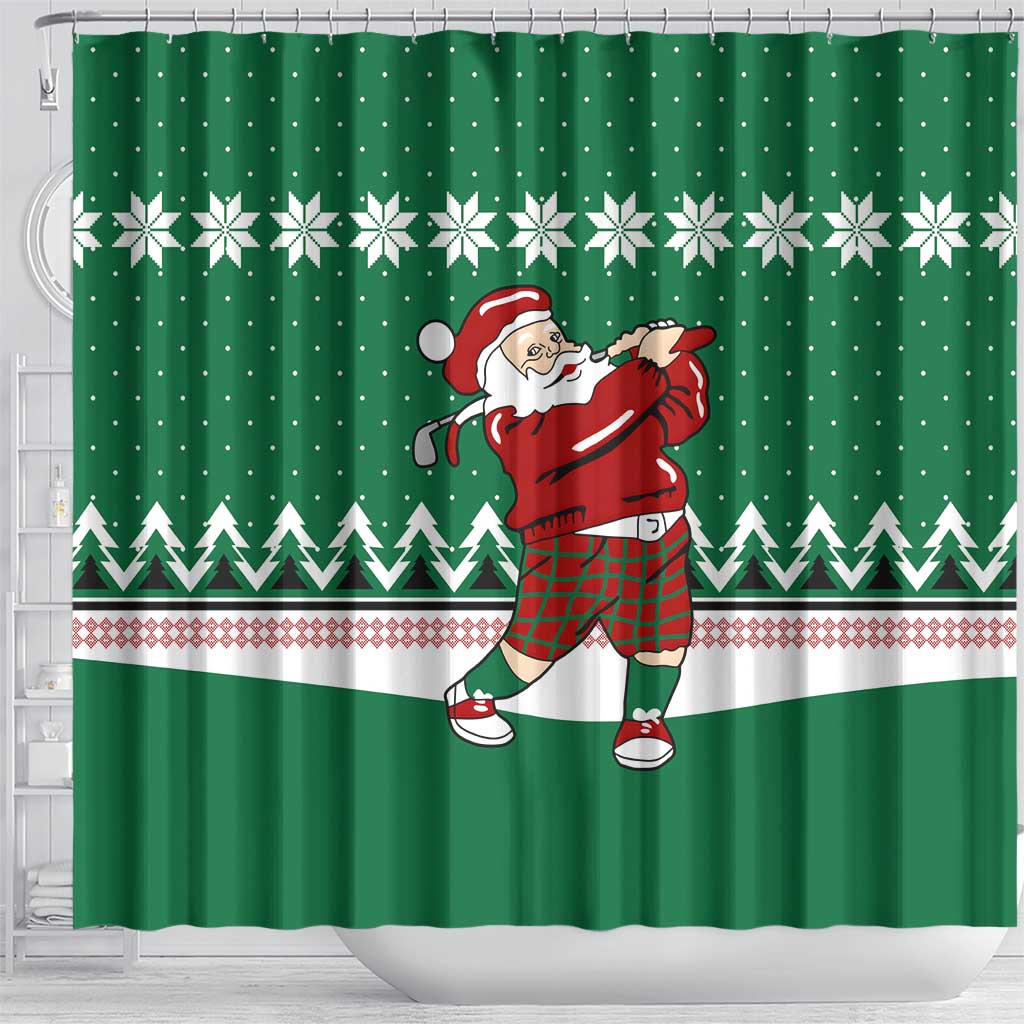Golfer Santa Christmas Shower Curtain Xmas Holiday Patterns - Wonder Print Shop