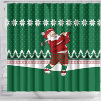 Golfer Santa Christmas Shower Curtain Xmas Holiday Patterns - Wonder Print Shop