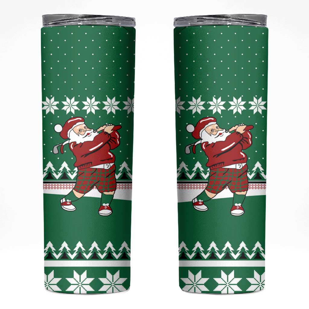Golfer Santa Christmas Skinny Tumbler Xmas Holiday Patterns - Wonder Print Shop