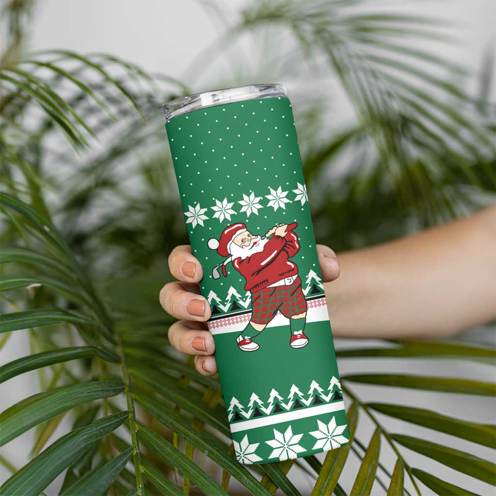 Golfer Santa Christmas Skinny Tumbler Xmas Holiday Patterns - Wonder Print Shop