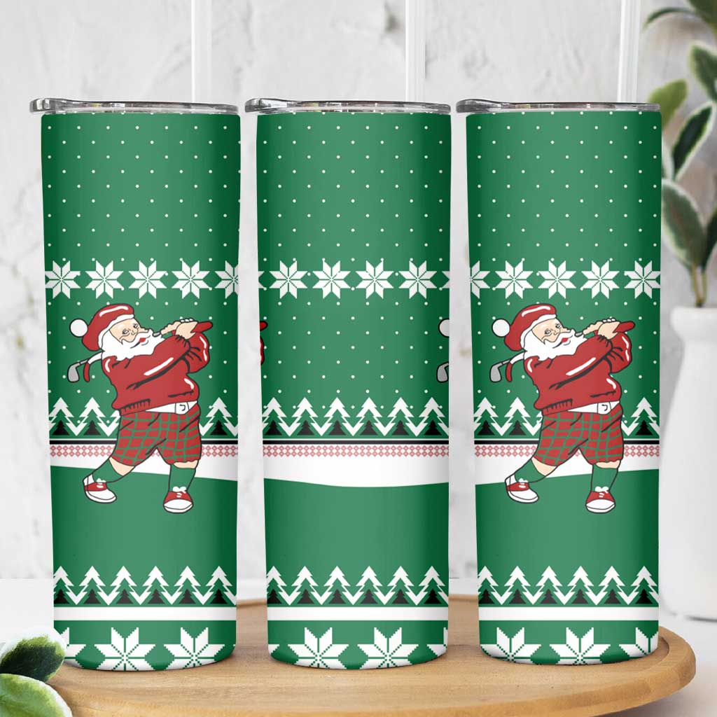Golfer Santa Christmas Skinny Tumbler Xmas Holiday Patterns - Wonder Print Shop