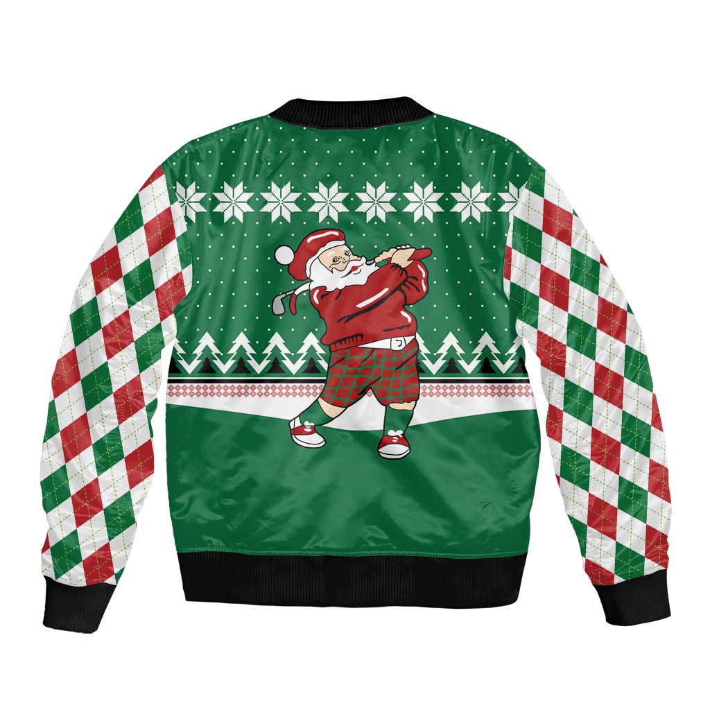 Golfer Santa Christmas Sleeve Zip Bomber Jacket Xmas Holiday Patterns - Wonder Print Shop