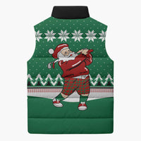 Golfer Santa Christmas Sleeveless Puffer Jacket Xmas Holiday Patterns - Wonder Print Shop