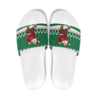 Golfer Santa Christmas Slide Sandals Xmas Holiday Patterns - Wonder Print Shop