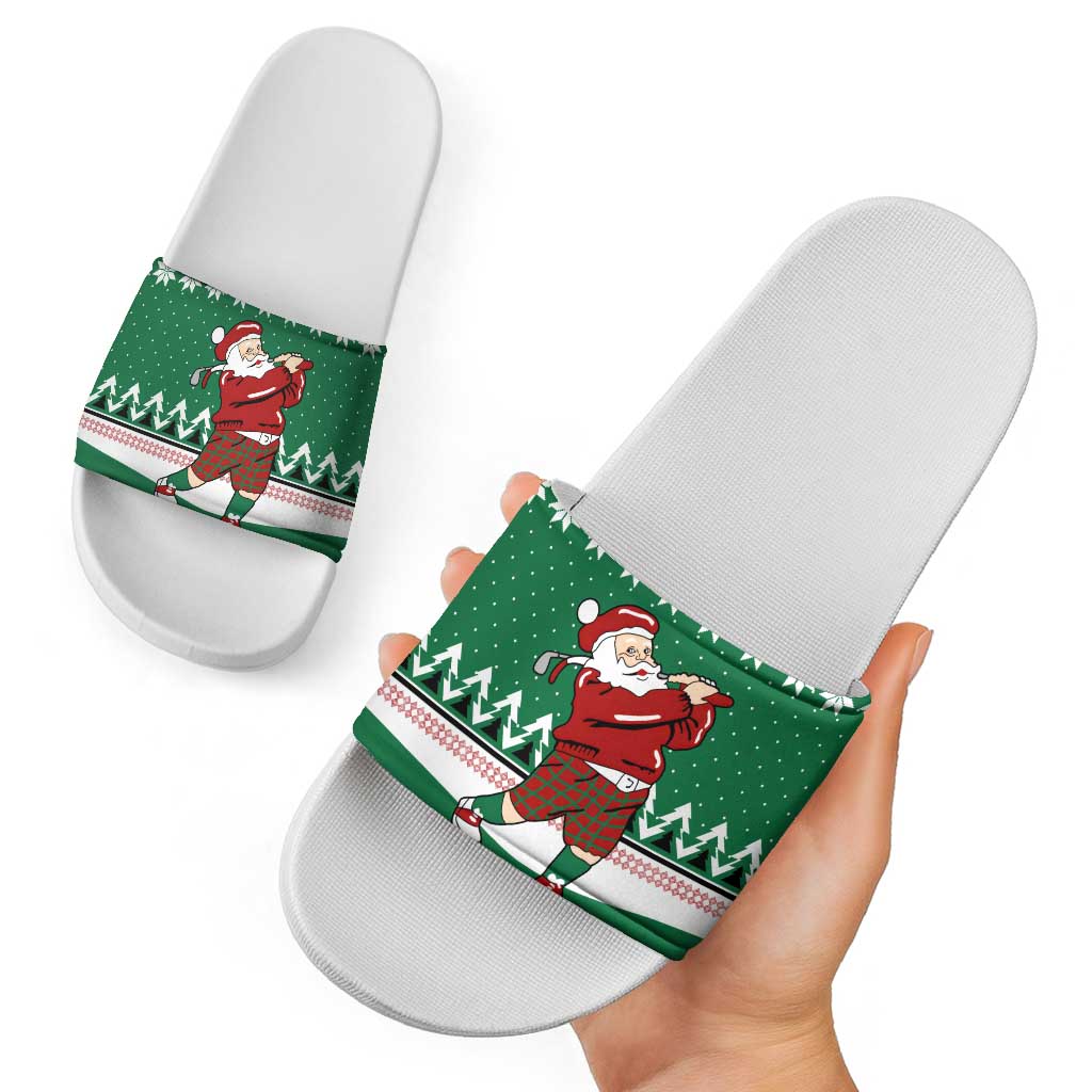 Golfer Santa Christmas Slide Sandals Xmas Holiday Patterns - Wonder Print Shop