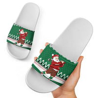 Golfer Santa Christmas Slide Sandals Xmas Holiday Patterns - Wonder Print Shop
