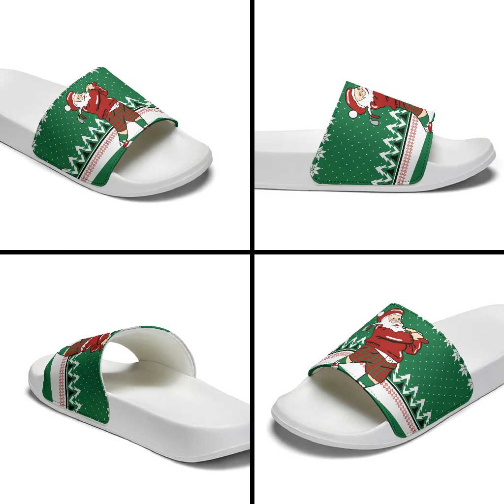 Golfer Santa Christmas Slide Sandals Xmas Holiday Patterns - Wonder Print Shop