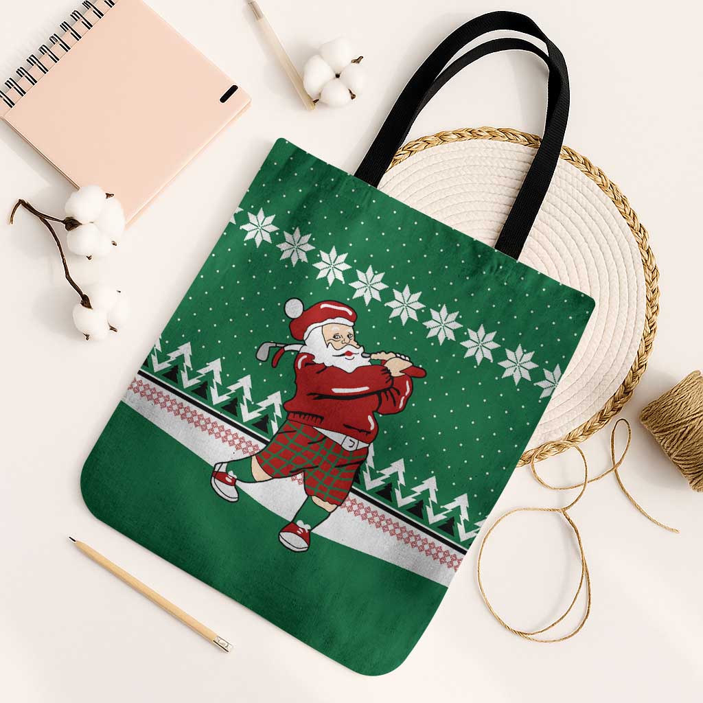 Golfer Santa Christmas Tote Bag Xmas Holiday Patterns - Wonder Print Shop