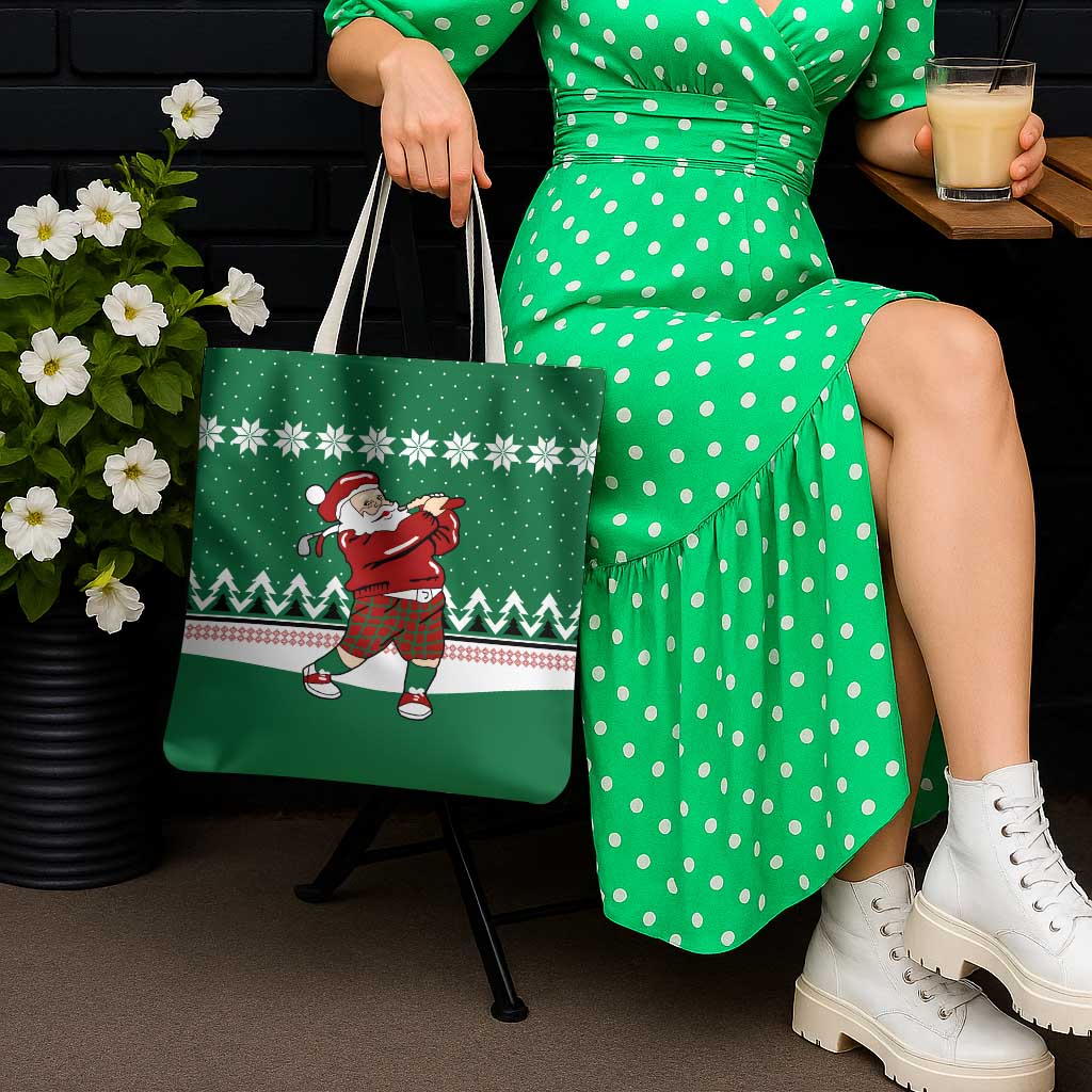 Golfer Santa Christmas Tote Bag Xmas Holiday Patterns - Wonder Print Shop