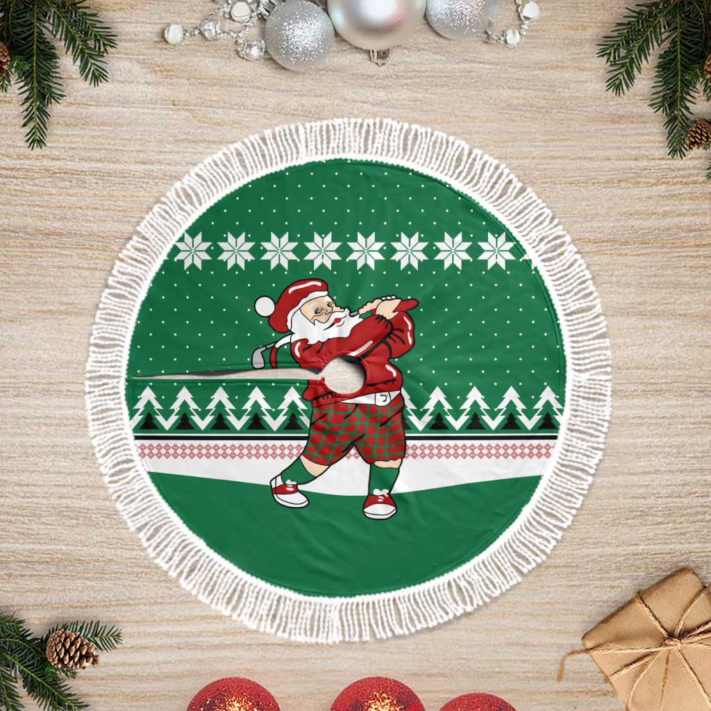 Golfer Santa Christmas Tree Skirt Xmas Holiday Patterns - Wonder Print Shop