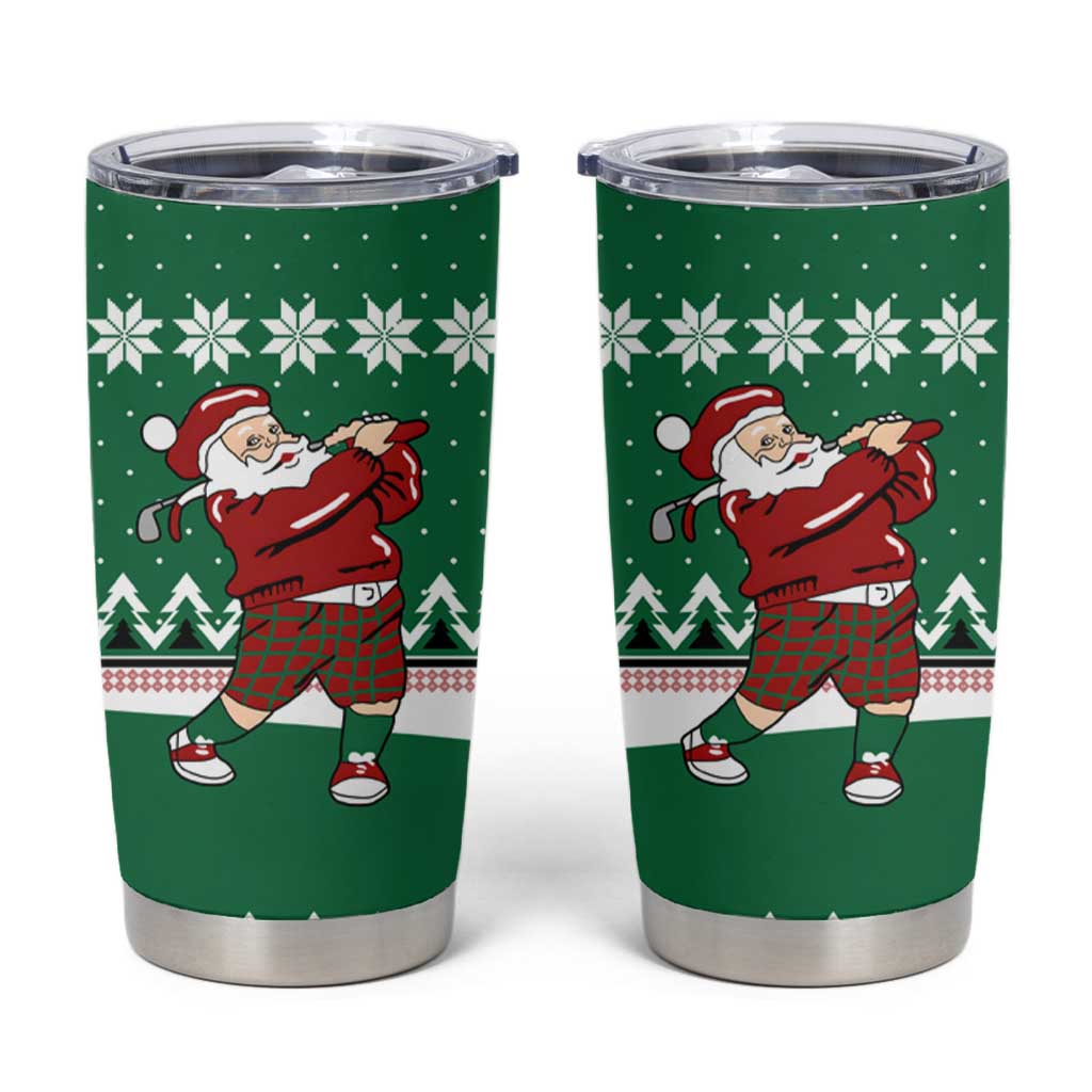 Golfer Santa Christmas Tumbler Cup Xmas Holiday Patterns - Wonder Print Shop
