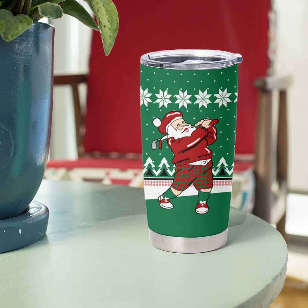 Golfer Santa Christmas Tumbler Cup Xmas Holiday Patterns - Wonder Print Shop