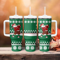 Golfer Santa Christmas Tumbler With Handle Xmas Holiday Patterns - Wonder Print Shop