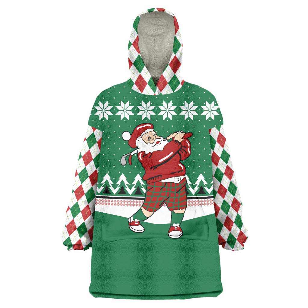Golfer Santa Christmas Wearable Blanket Hoodie Xmas Holiday Patterns - Wonder Print Shop