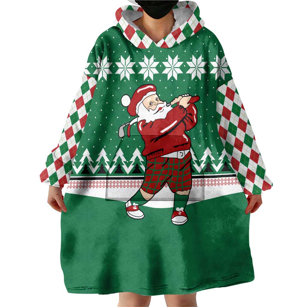 Golfer Santa Christmas Wearable Blanket Hoodie Xmas Holiday Patterns - Wonder Print Shop