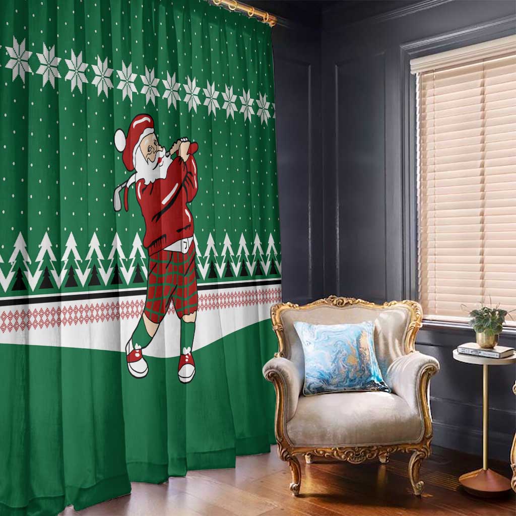 Golfer Santa Christmas Window Curtain Xmas Holiday Patterns - Wonder Print Shop