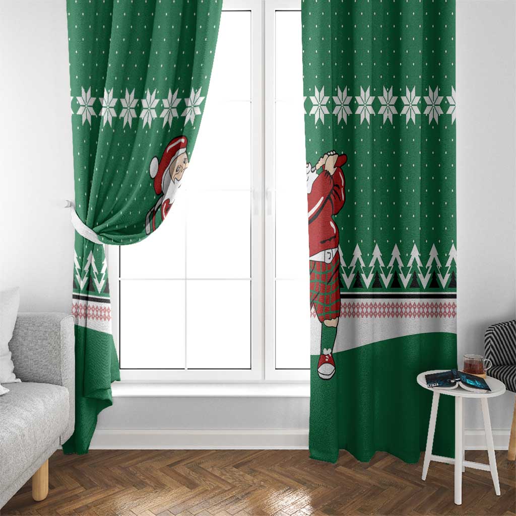 Golfer Santa Christmas Window Curtain Xmas Holiday Patterns - Wonder Print Shop