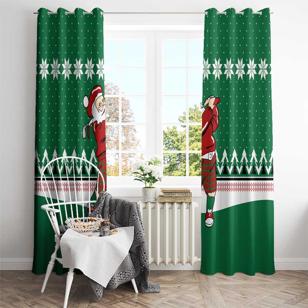 Golfer Santa Christmas Window Curtain Xmas Holiday Patterns - Wonder Print Shop