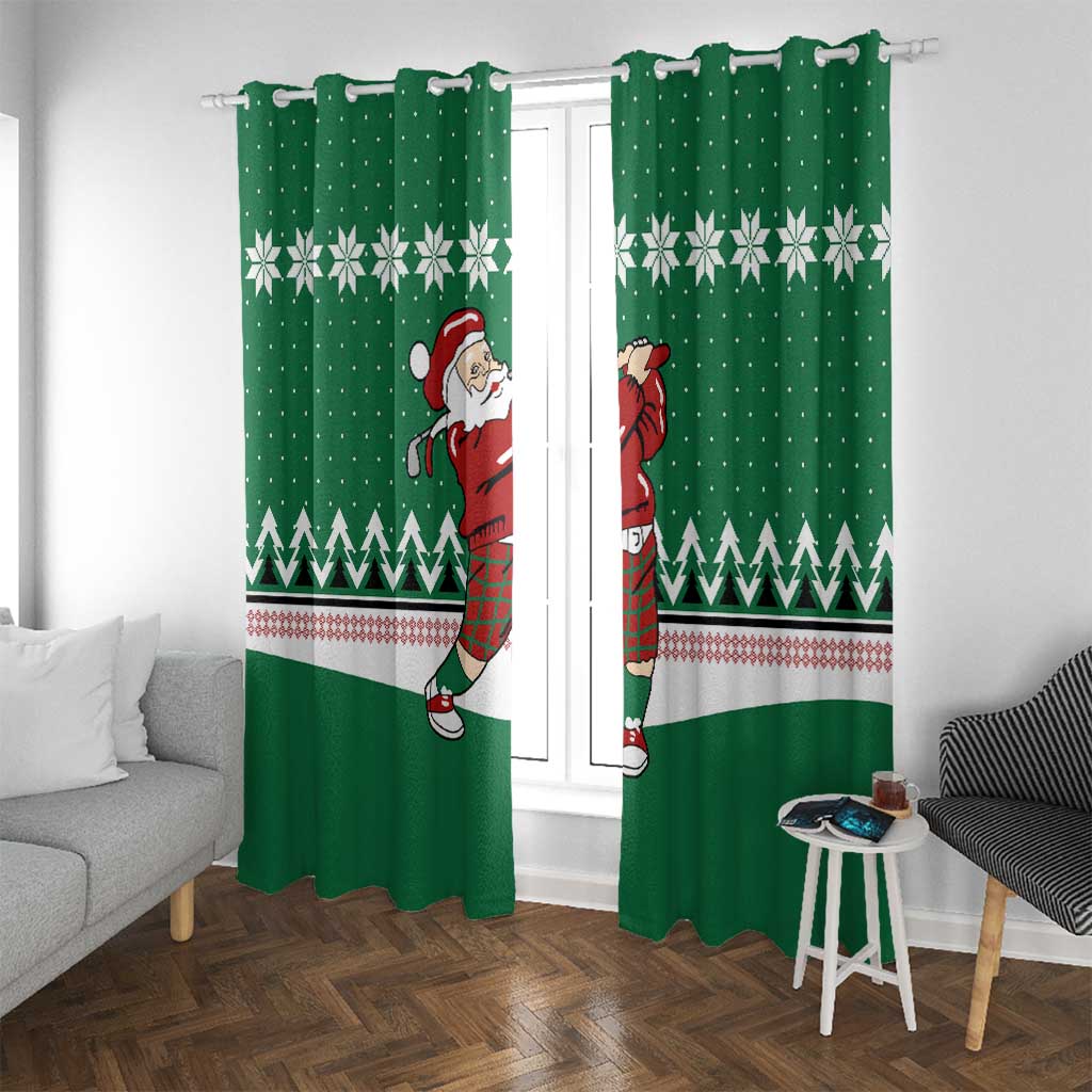 Golfer Santa Christmas Window Curtain Xmas Holiday Patterns - Wonder Print Shop