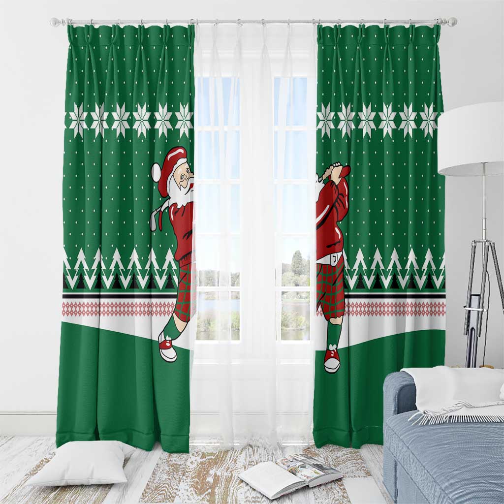 Golfer Santa Christmas Window Curtain Xmas Holiday Patterns - Wonder Print Shop