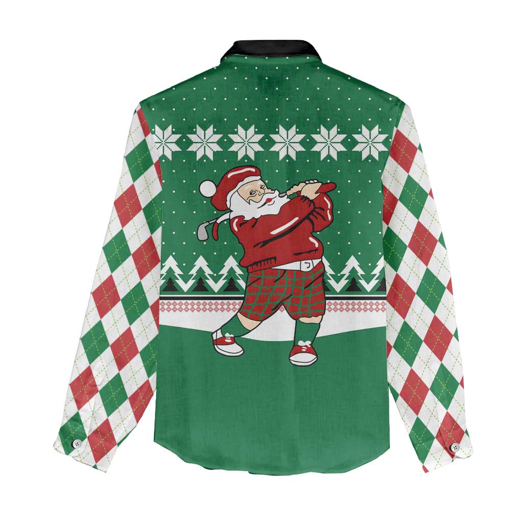 Golfer Santa Christmas Women Casual Shirt Xmas Holiday Patterns - Wonder Print Shop