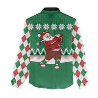 Golfer Santa Christmas Women Casual Shirt Xmas Holiday Patterns - Wonder Print Shop