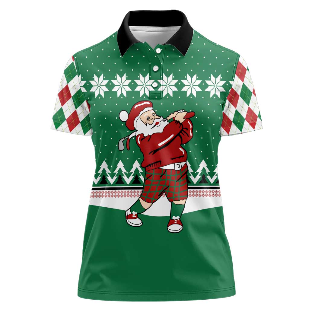 Golfer Santa Christmas Women Polo Shirt Xmas Holiday Patterns - Wonder Print Shop
