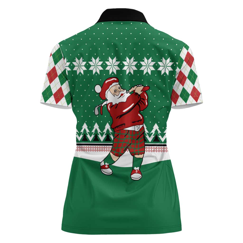Golfer Santa Christmas Women Polo Shirt Xmas Holiday Patterns - Wonder Print Shop