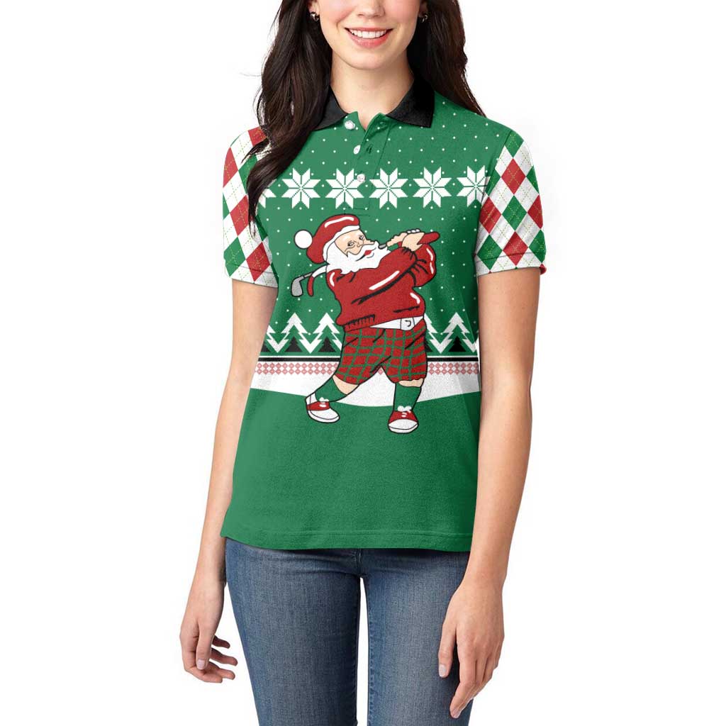 Golfer Santa Christmas Women Polo Shirt Xmas Holiday Patterns - Wonder Print Shop