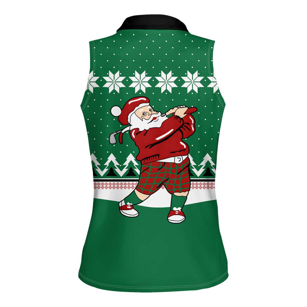 Golfer Santa Christmas Women Sleeveless Polo Shirt Xmas Holiday Patterns - Wonder Print Shop