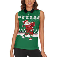 Golfer Santa Christmas Women Sleeveless Polo Shirt Xmas Holiday Patterns - Wonder Print Shop