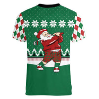 Golfer Santa Christmas Women V-Neck T-Shirt Xmas Holiday Patterns - Wonder Print Shop