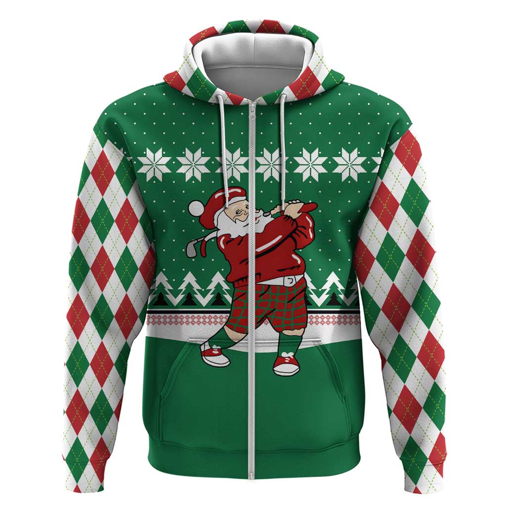 Golfer Santa Christmas Zip Hoodie Xmas Holiday Patterns - Wonder Print Shop