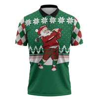 Golfer Santa Christmas Zipper Polo Shirt Xmas Holiday Patterns - Wonder Print Shop