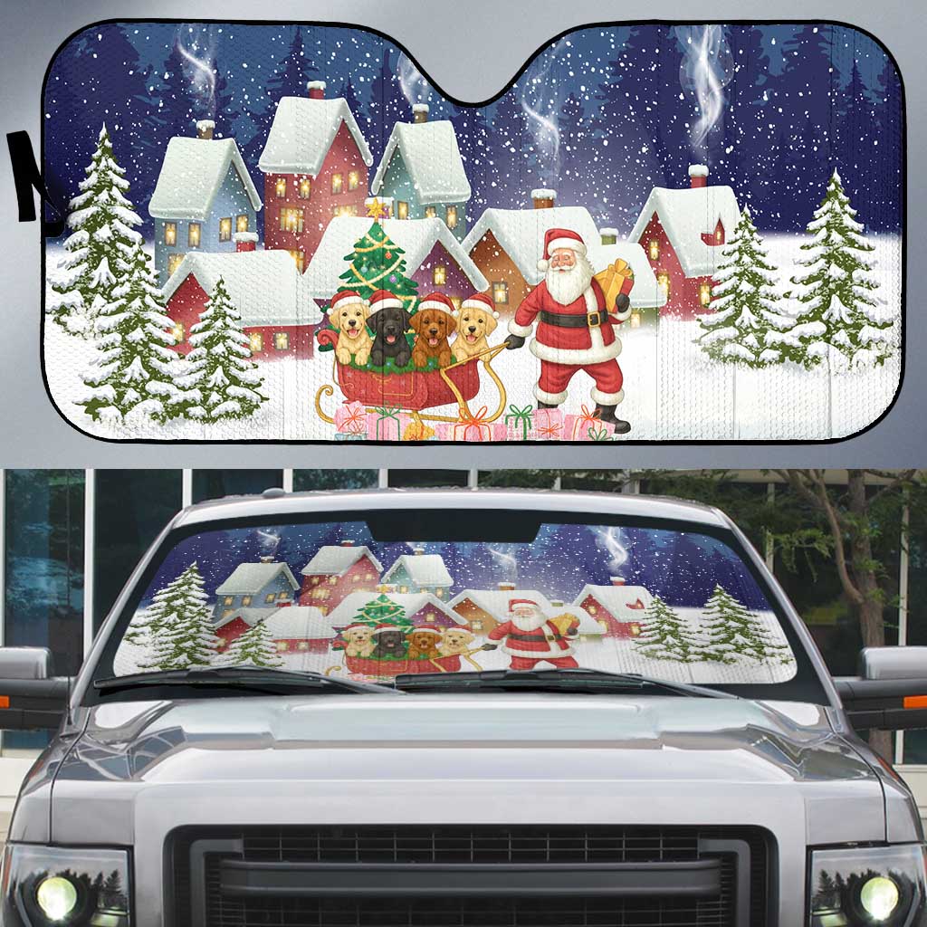 Labrador Retriever Santa Sled Christmas Auto Sun Shade Funny Xmas Holiday Patterns - Wonder Print Shop