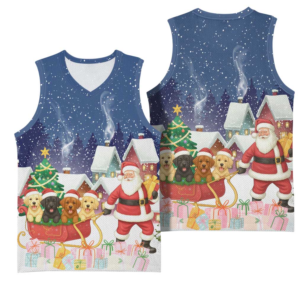 Labrador Retriever Santa Sled Christmas Basketball Jersey Funny Xmas Holiday Patterns - Wonder Print Shop
