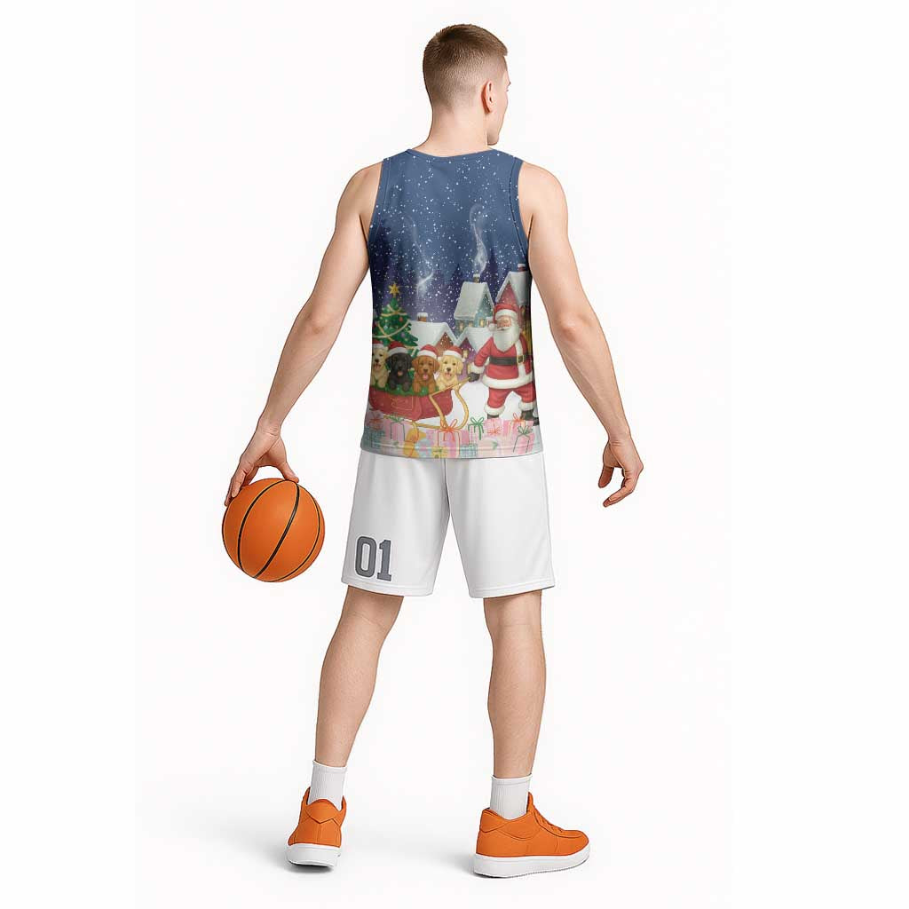 Labrador Retriever Santa Sled Christmas Basketball Jersey Funny Xmas Holiday Patterns - Wonder Print Shop