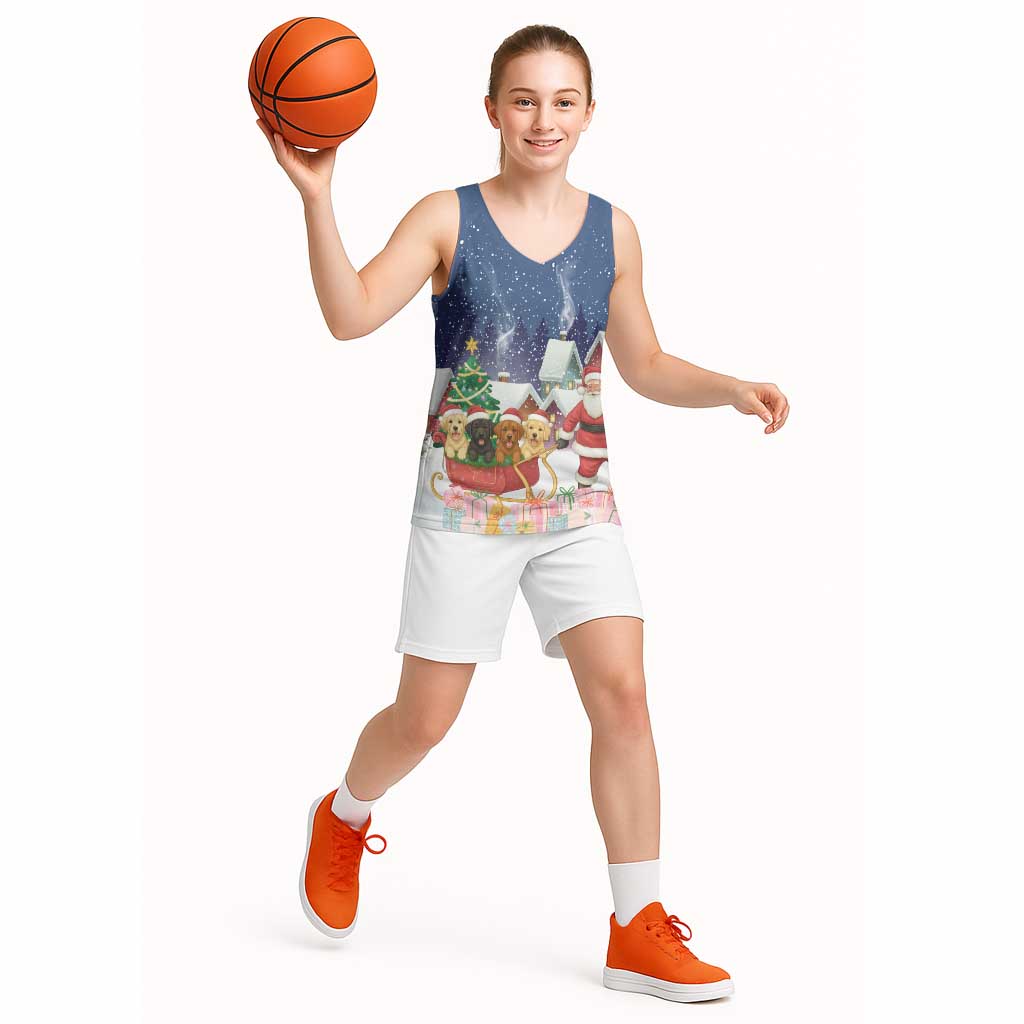 Labrador Retriever Santa Sled Christmas Basketball Jersey Funny Xmas Holiday Patterns - Wonder Print Shop