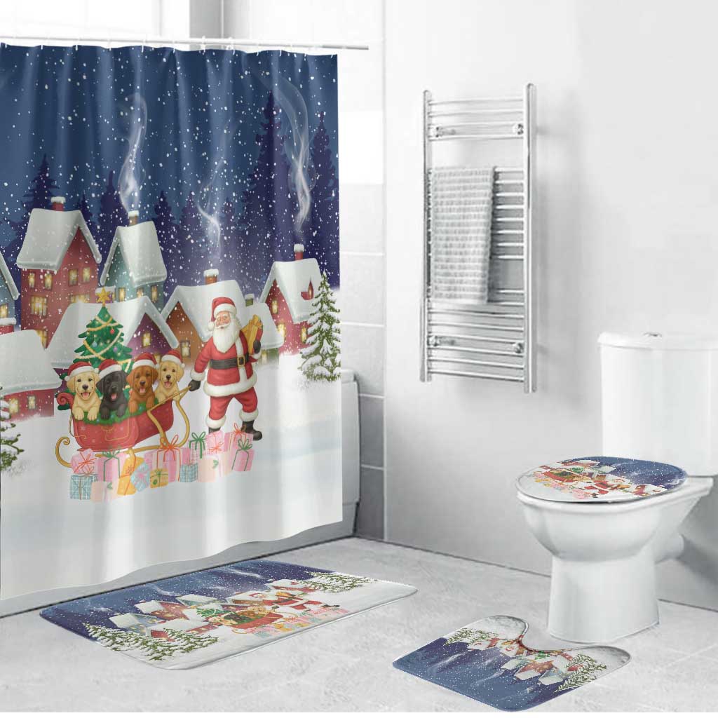 Labrador Retriever Santa Sled Christmas Bathroom Set Funny Xmas Holiday Patterns - Wonder Print Shop