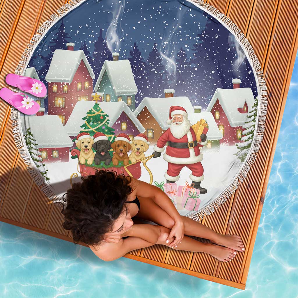 Labrador Retriever Santa Sled Christmas Beach Blanket Funny Xmas Holiday Patterns - Wonder Print Shop