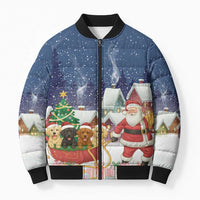 Labrador Retriever Santa Sled Christmas Bomber Puffer Jacket Funny Xmas Holiday Patterns - Wonder Print Shop