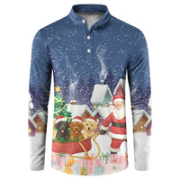 Labrador Retriever Santa Sled Christmas Button Sweatshirt Funny Xmas Holiday Patterns - Wonder Print Shop