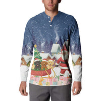 Labrador Retriever Santa Sled Christmas Button Sweatshirt Funny Xmas Holiday Patterns - Wonder Print Shop