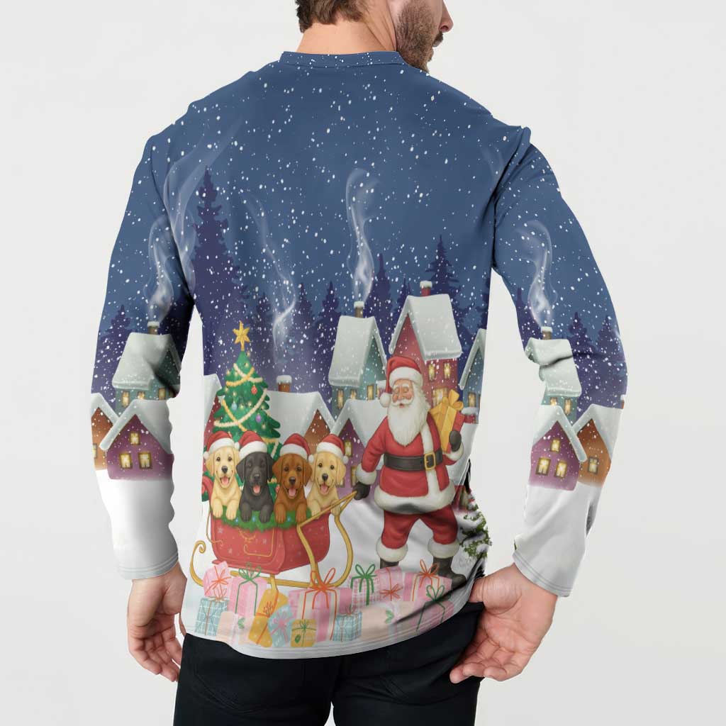 Labrador Retriever Santa Sled Christmas Button Sweatshirt Funny Xmas Holiday Patterns - Wonder Print Shop